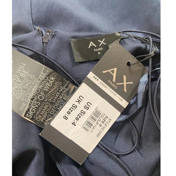 AX Paris Navy Stretch Strappy Knee-Length Wiggle Bandage BODYCON Dress *4* - Picture 6 of 6